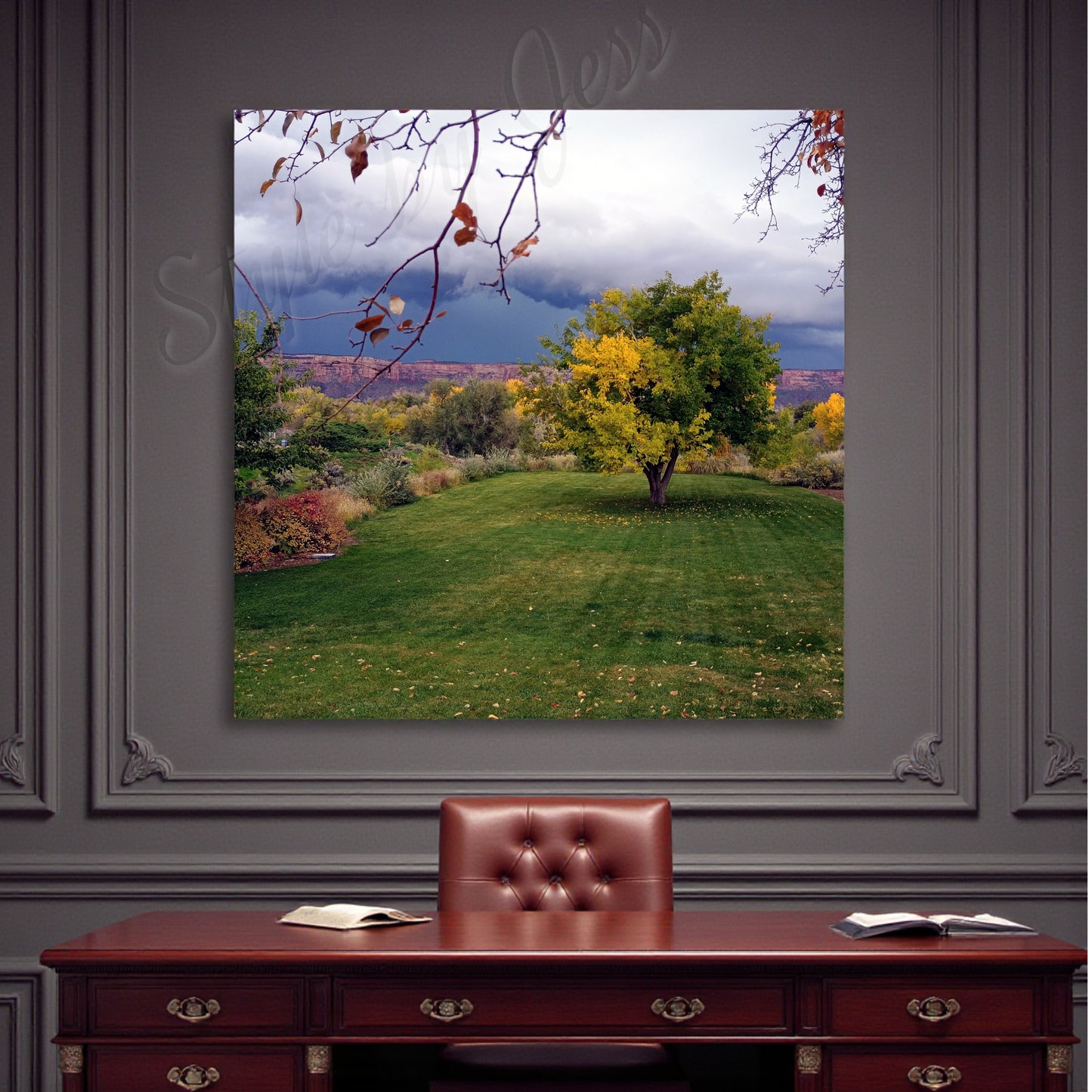 Metal Wall Art Nature Landscape Photography Print - Fall Colors Storm Clouds