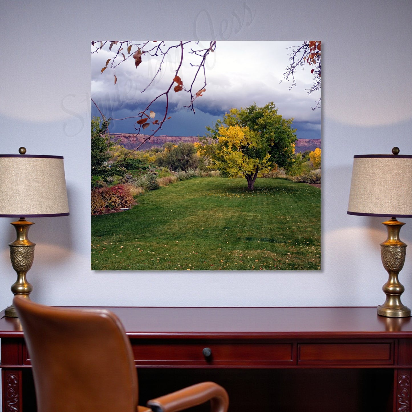 Metal Wall Art Nature Landscape Photography Print - Fall Colors Storm Clouds