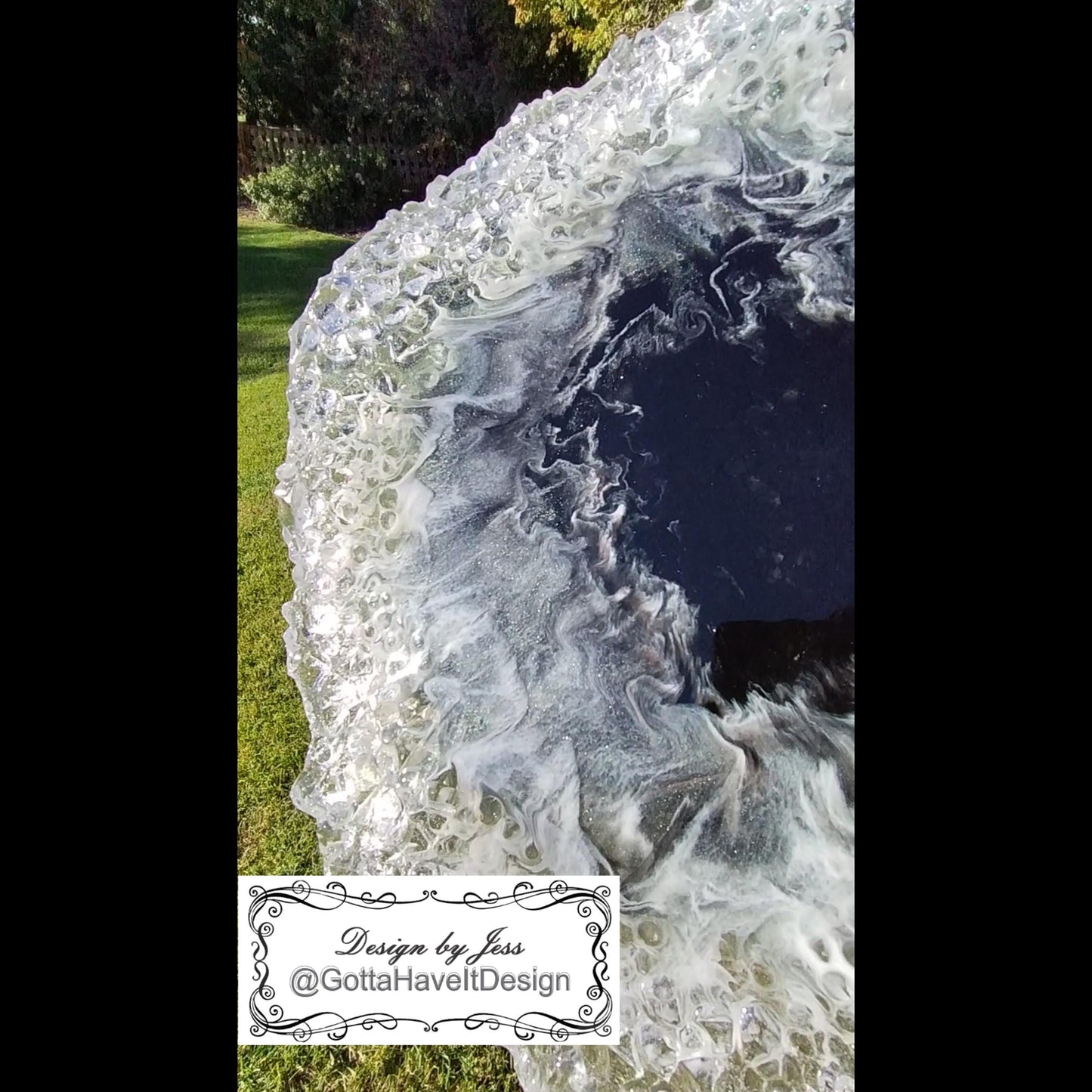 Black and White Resin Lazy Susan | Tray Abstract Cloud Design Centerpiece