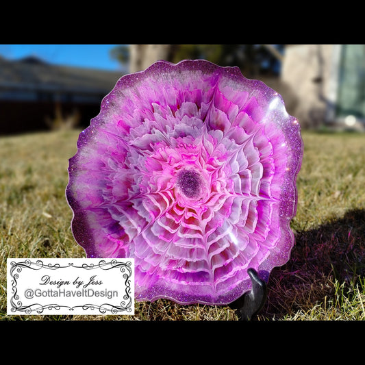 Purple Resin Flower Bowl Handmade Bloom Design Decorative Centerpiece Fruit Bowl Kitchen Decor Gift for Mom Wedding Housewarming