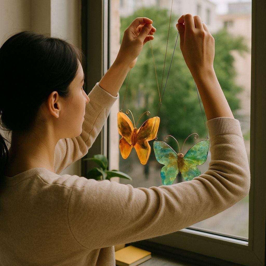 Sun Catcher Butterfly – Handmade Resin Spinning Window Hanging Garden Decor Gift