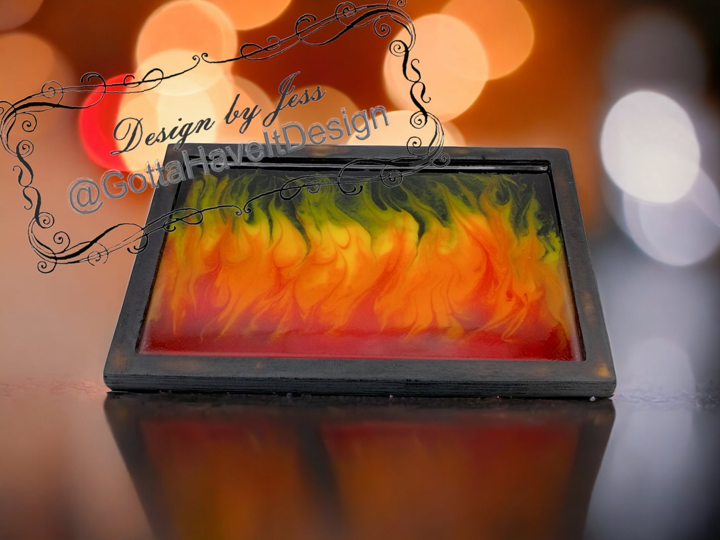 Jewelry Tray Gift for Him Catchall Tray for Keys Wallet Fire Flame Tray Motorcycle Decor Black and Orange Epoxy Tray Gift for Dad Brother