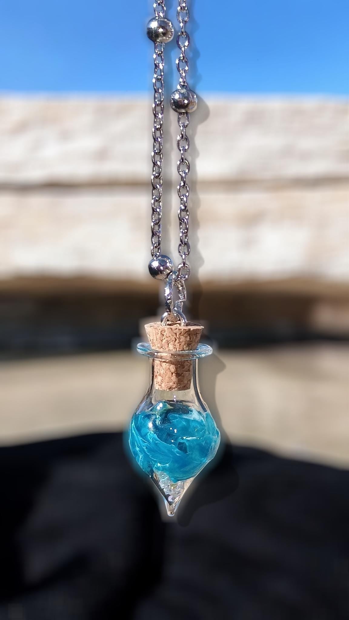 Glass Teardrop Keepsake Necklace - Memorial Cremation Jewelry for Ashes | Personalized Urn Pendant Gift