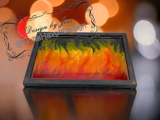 Jewelry Tray Gift For Him Catch All Tray for Keys Entry Decor Motorcycle Fire Flame Tray Black and Orange Pot Tray Custom Gift Brother Dad