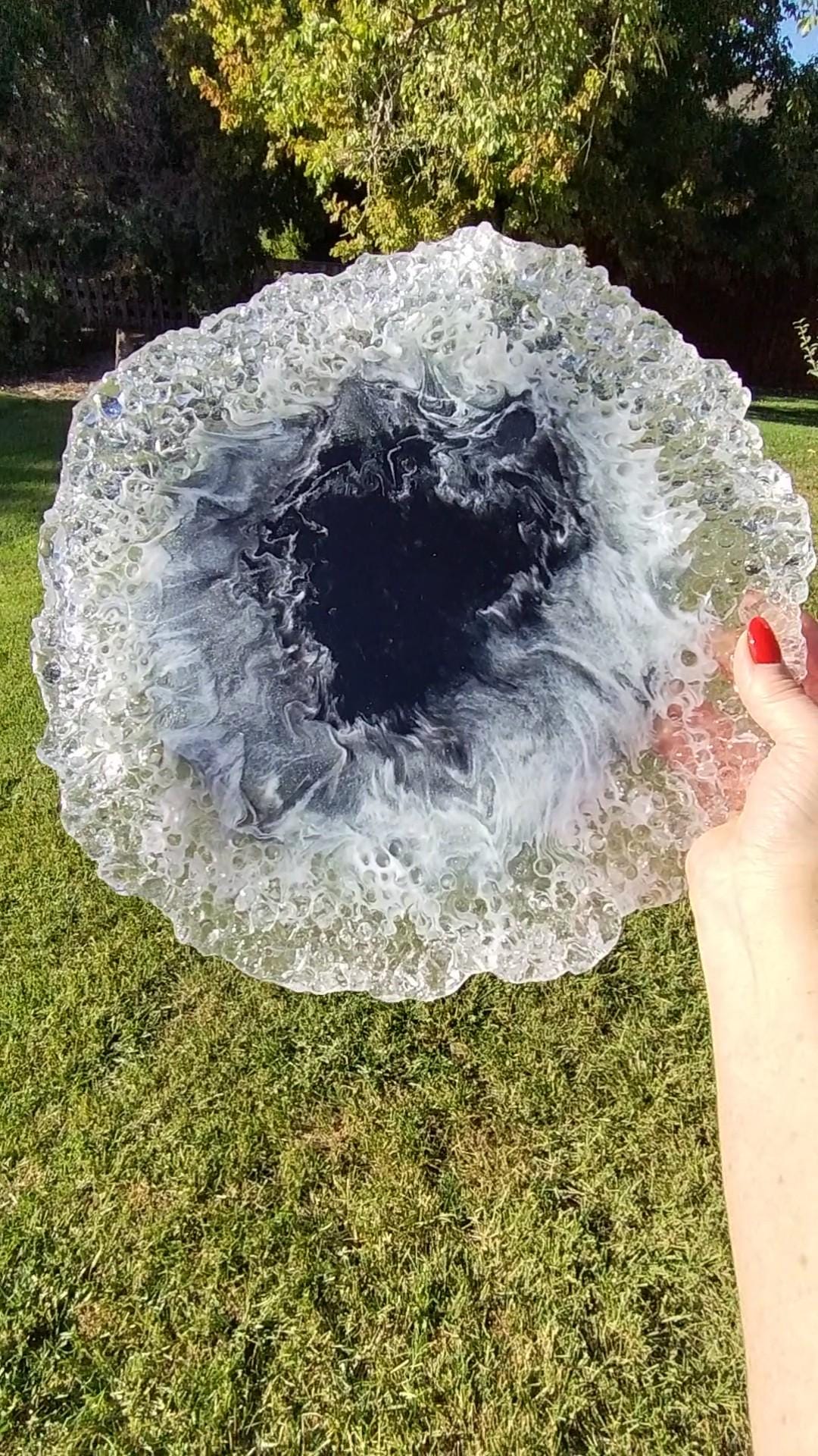 Black and White Resin Lazy Susan | Tray Abstract Cloud Design Centerpiece