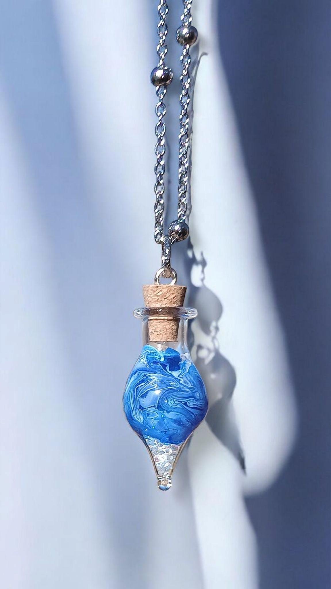 Glass Teardrop Keepsake Necklace - Memorial Cremation Jewelry for Ashes | Personalized Urn Pendant Gift