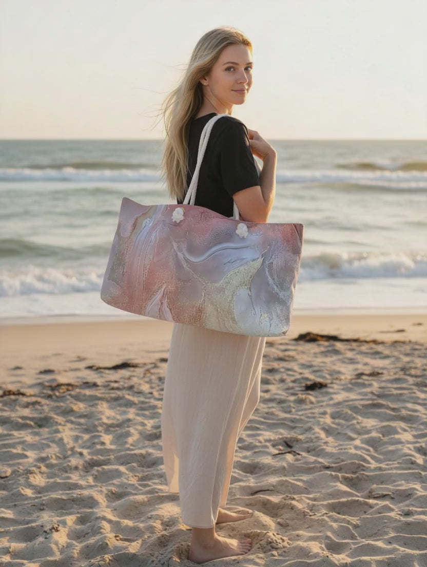 Video of a woman on the beach, walking in the sand with a designer bag hanging over her shoulder that is an original Style By Jess with Gotta Have It Design