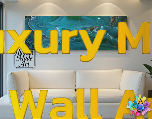 Abstract Metal Wall Art Print - Flowing Turquoise Modern Home Decor