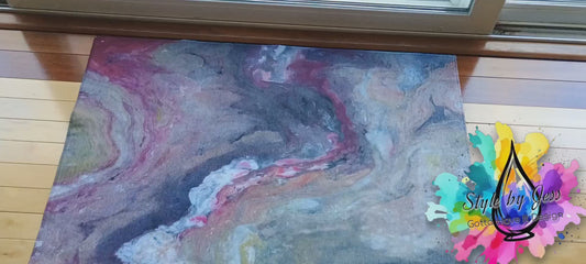 Abstract Area Rug Neutral Red White - Non-Slip Modern Accent Rug Free Shipping