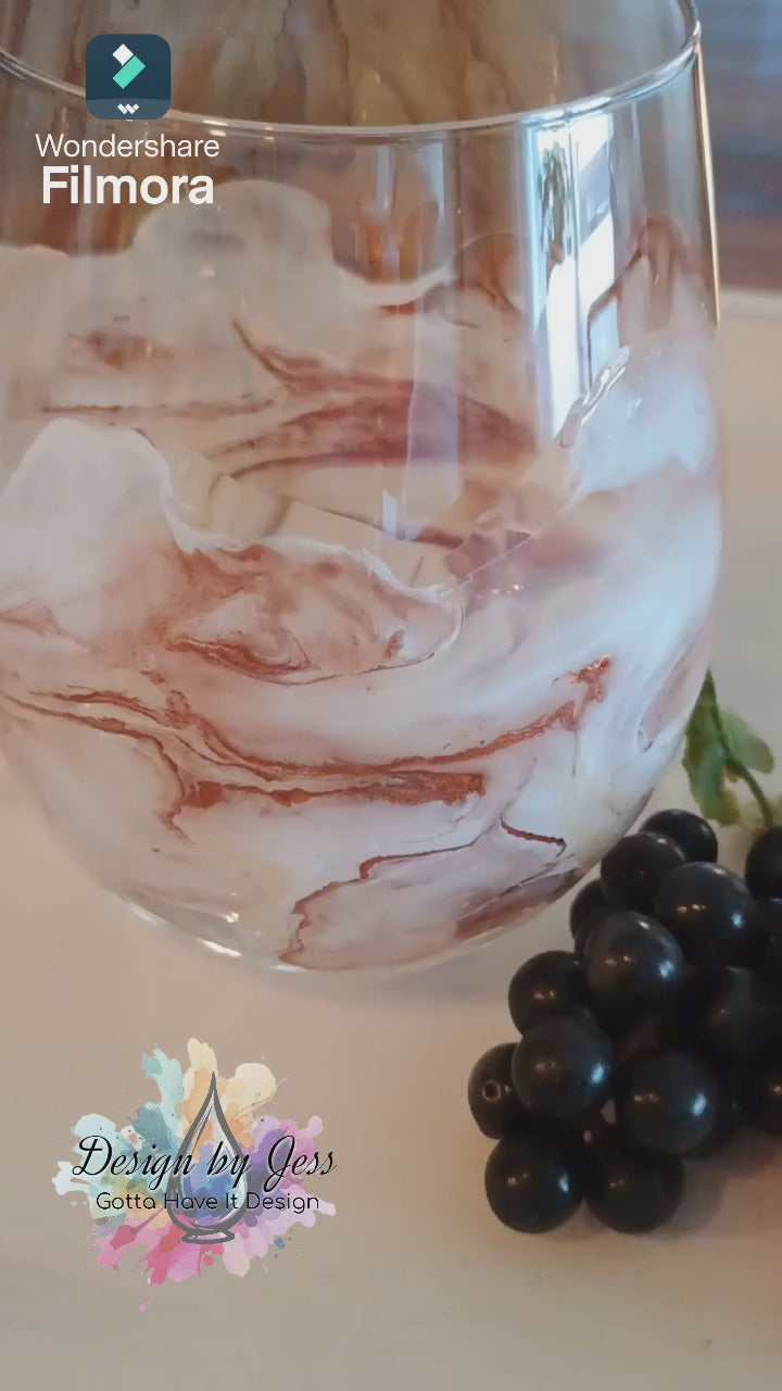 Video of Hand Painted Resin Stemless Wind Glass Handmade Style By Jess.