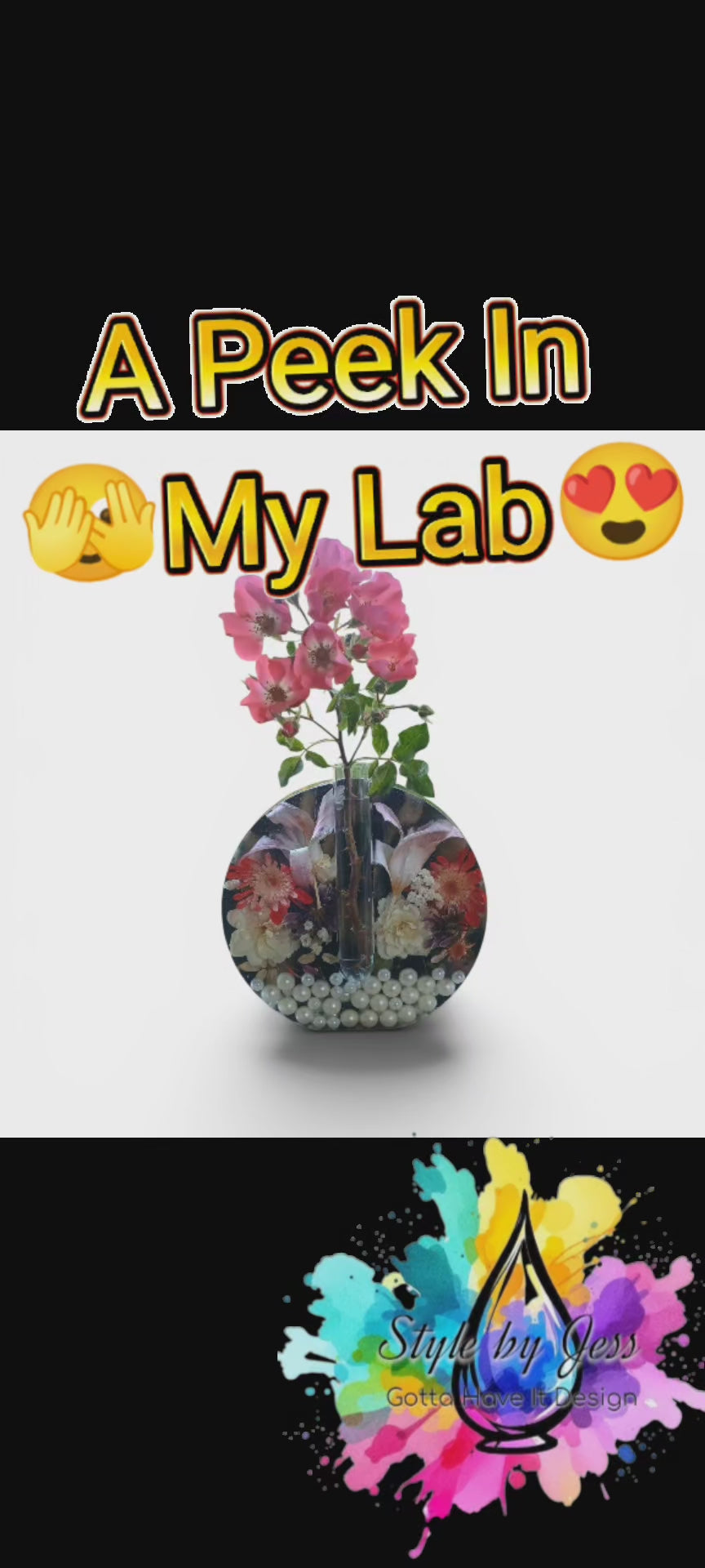 Video of how the recessed flower resin vase was created by Jess at Gotta Have It Design. 