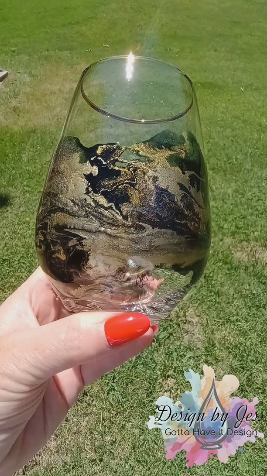 Stemless Wine Glass with Custom Art Decoration Video