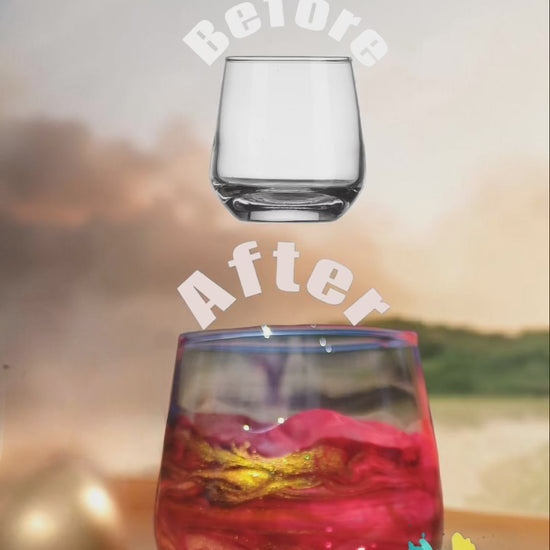 Video of custom shot glass with red marbled resin art a Style by Jess at Gotta Have It Design 