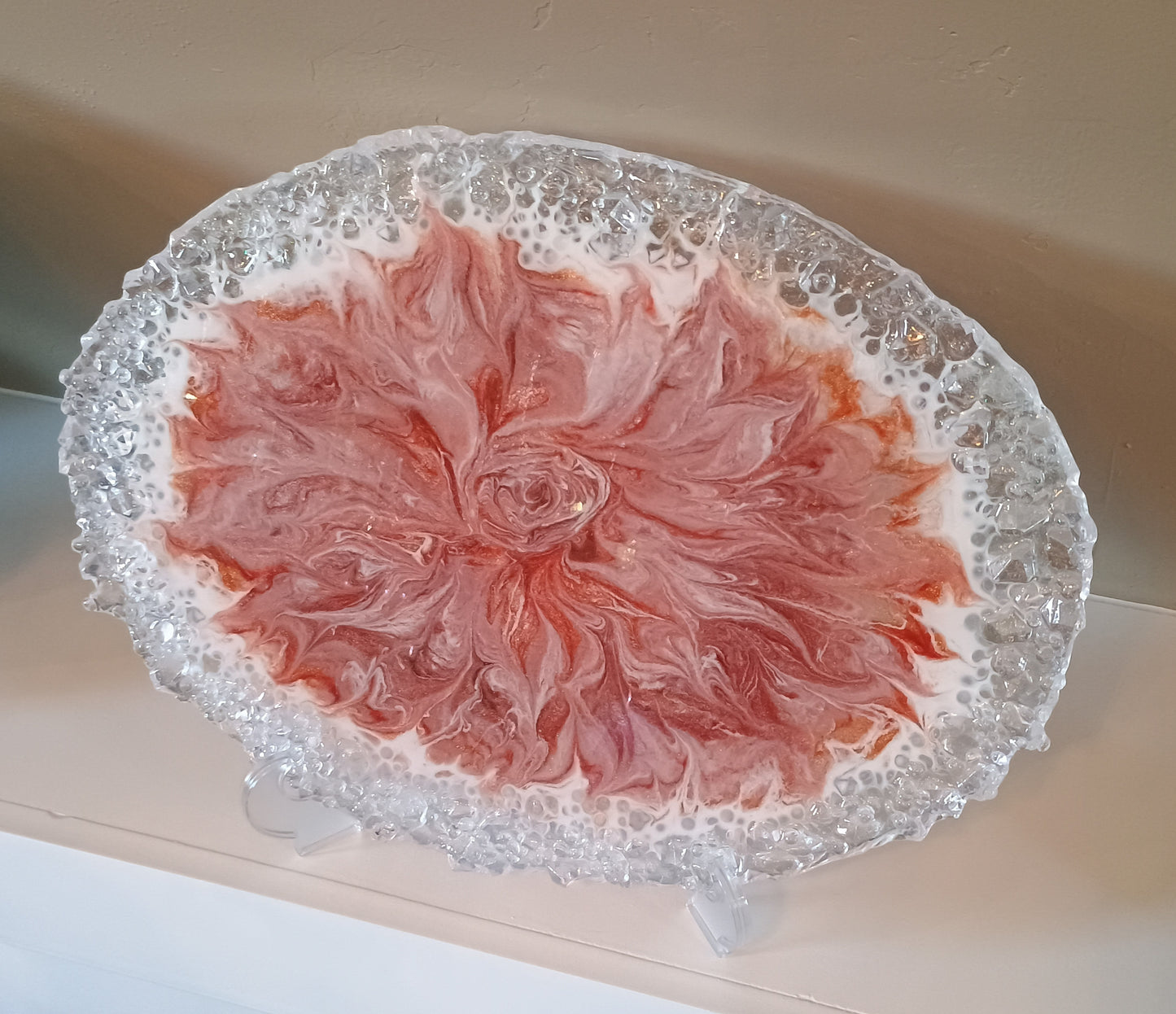 Resin Charcuterie Board | Oversized 18"×13" Rose Floral Art Serving Platter | Handmade Home Decor