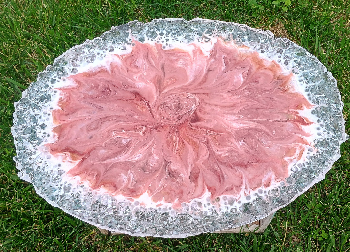 Resin Charcuterie Board | Oversized 18"×13" Rose Floral Art Serving Platter | Handmade Home Decor