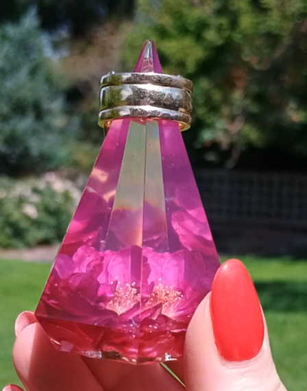 Handmade Resin Ring Holder with Wild Rose and Custom Color Options | Jewelry Display