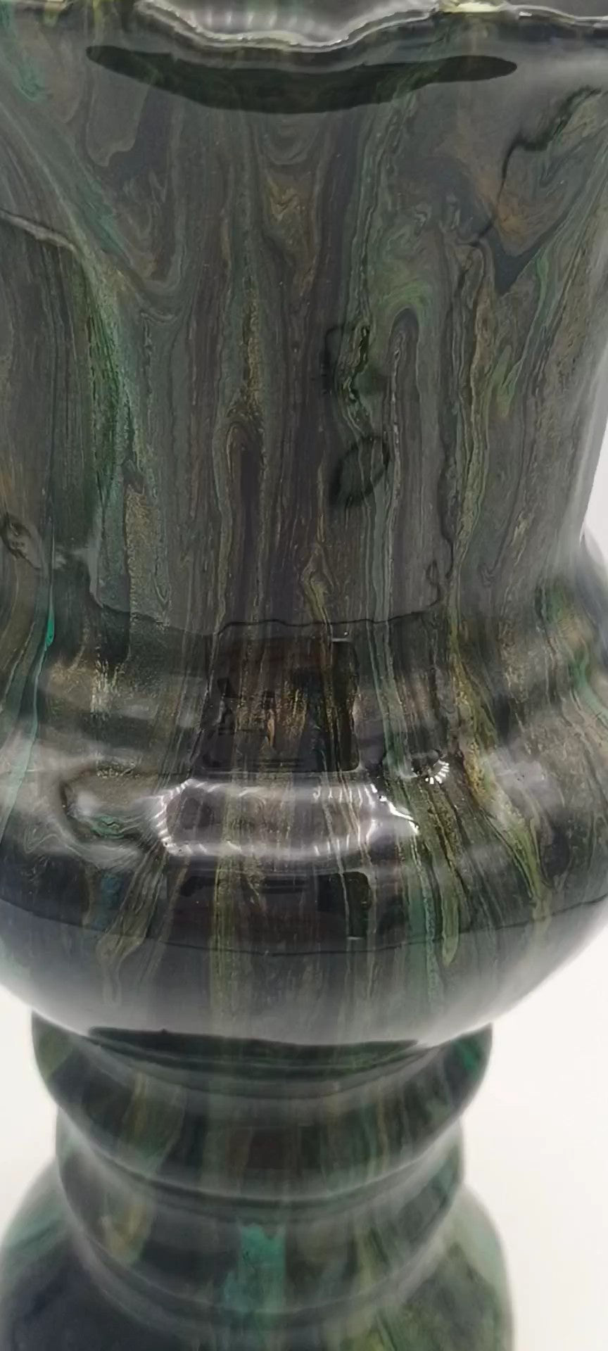 Fluid Art Glass Vase | Teal Green & Gold | Handmade Signed Original | 8" Decorative Vase | Style By Jess