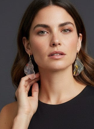 Handmade Resin Dangle Earrings | Abstract Wearable Art | 18K Gold Plated | One of a Kind Gift