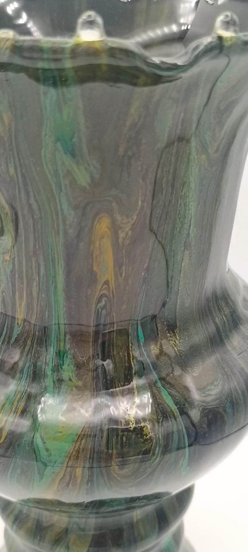 Fluid Art Glass Vase | Teal Green & Gold | Handmade Signed Original | 8" Decorative Vase | Style By Jess