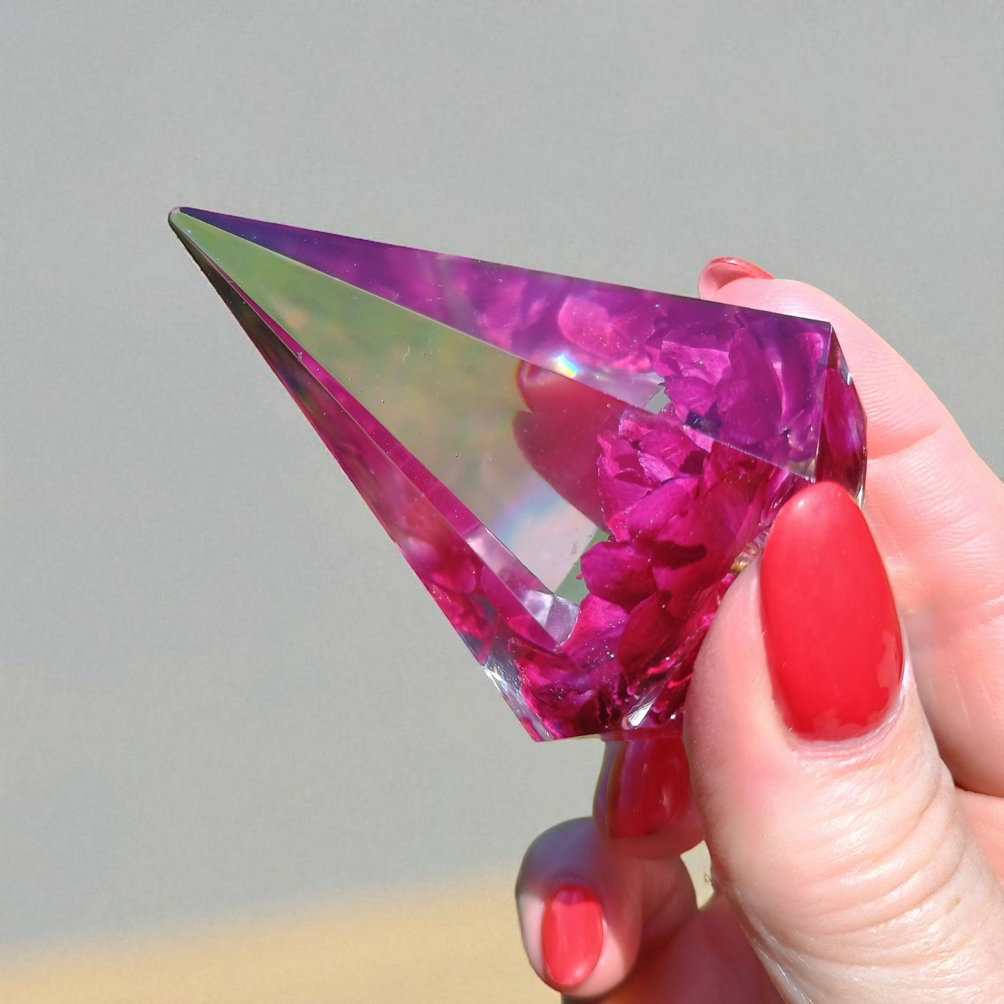 Handmade Resin Ring Holder with Wild Rose and Custom Color Options | Jewelry Display