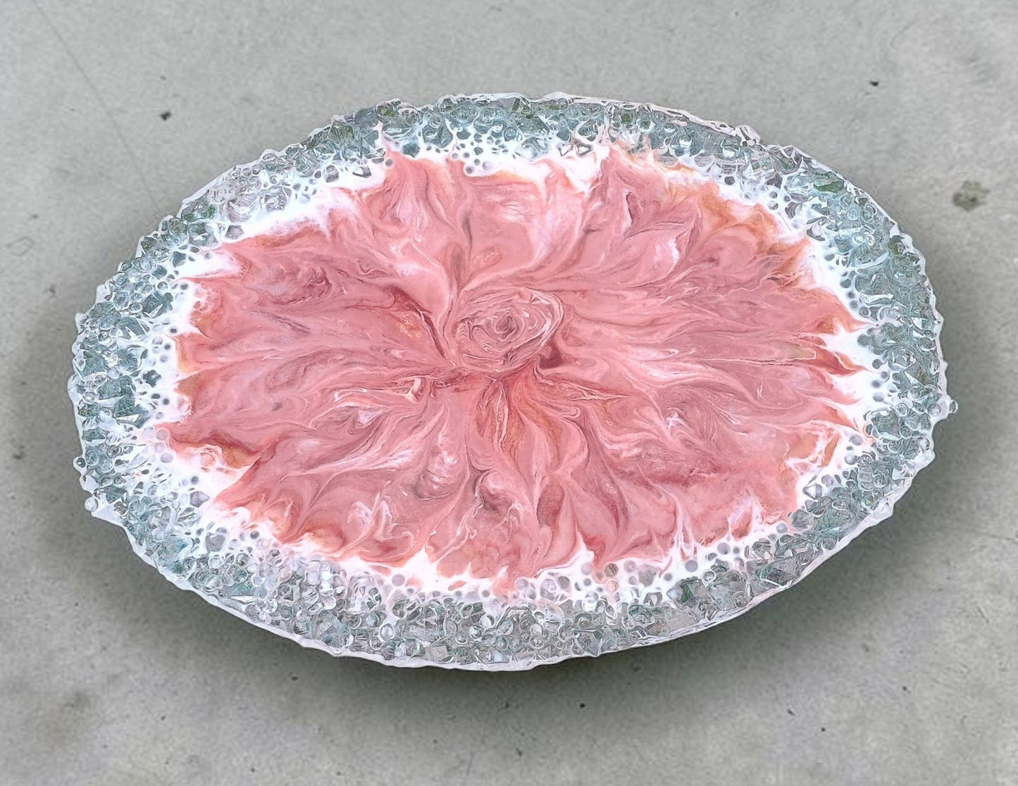 Resin Charcuterie Board | Oversized 18"×13" Rose Floral Art Serving Platter | Handmade Home Decor