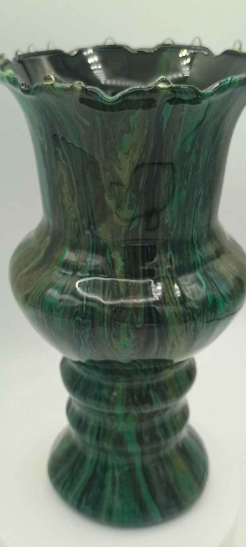 Fluid Art Glass Vase | Teal Green & Gold | Handmade Signed Original | 8" Decorative Vase | Style By Jess