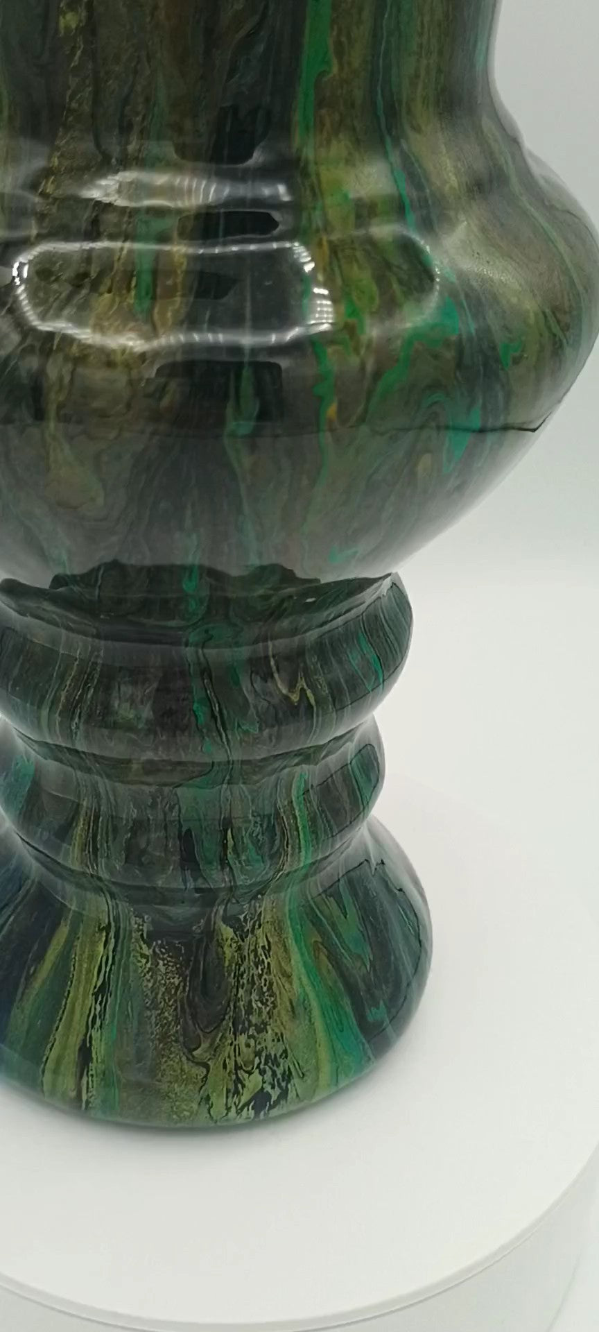 Fluid Art Glass Vase | Teal Green & Gold | Handmade Signed Original | 8" Decorative Vase | Style By Jess