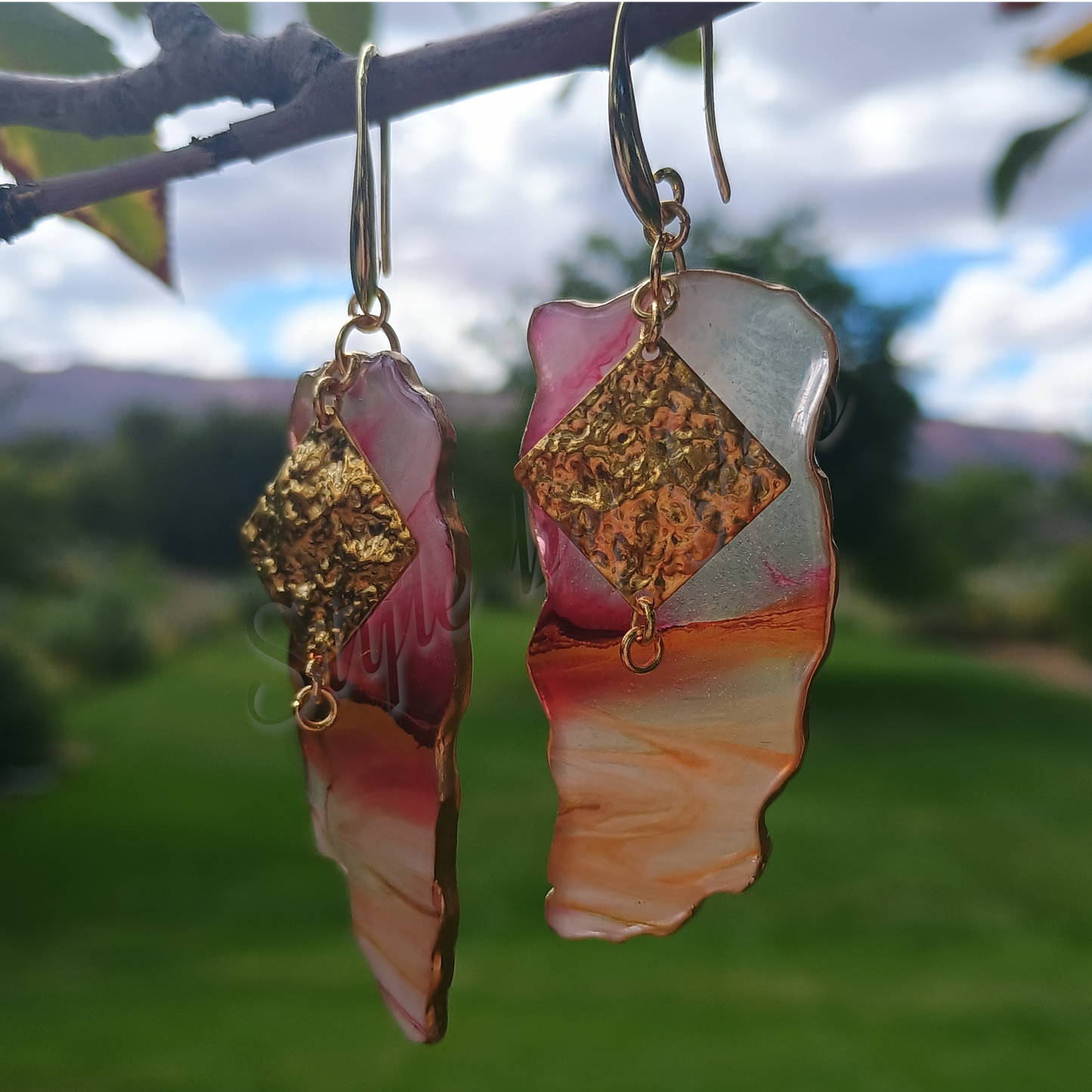 Earrings for Women Dangle Drop Statement Handmade Resin Art Jewelry