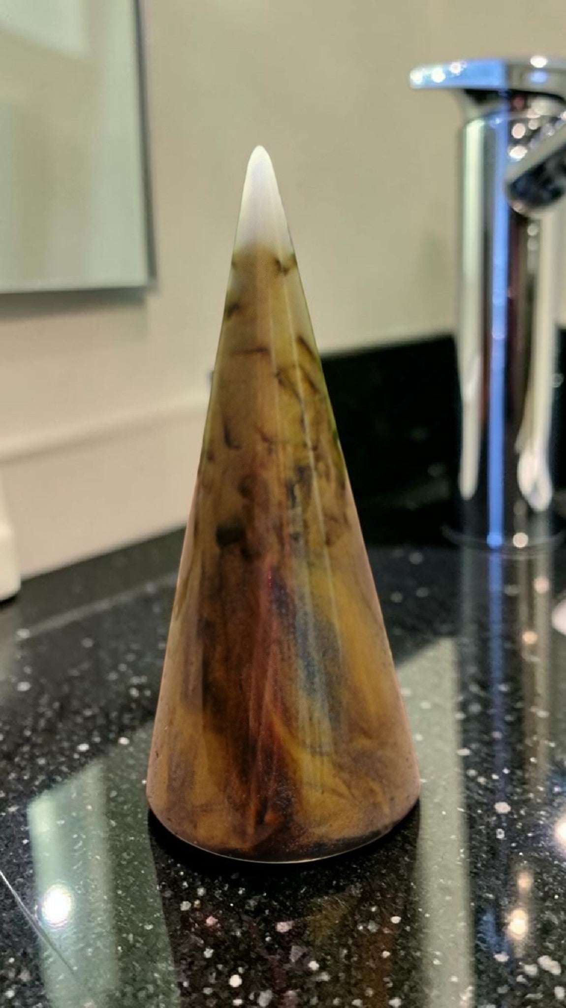 Resin Ring Holder Cone | Handmade Black Gold Jewelry Dish | Custom Ring Dish | Vanity Decor Gift
