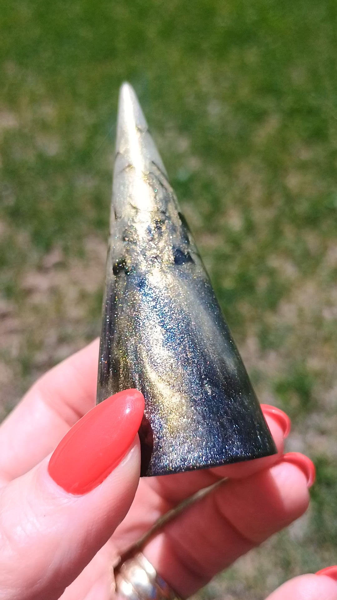 Resin Ring Holder Cone | Handmade Black Gold Jewelry Dish | Custom Ring Dish | Vanity Decor Gift