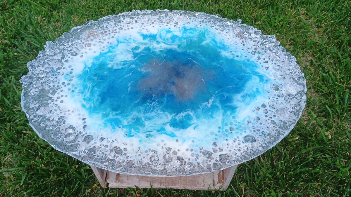 Resin Charcuterie Board | Oversized 20x14 Ocean Art Serving Platter | Handmade Home Decor