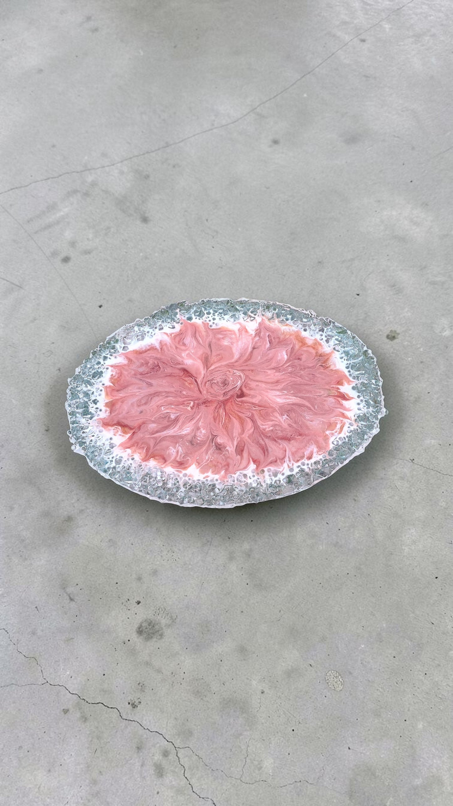 Resin Charcuterie Board | Oversized 18"×13" Rose Floral Art Serving Platter | Handmade Home Decor