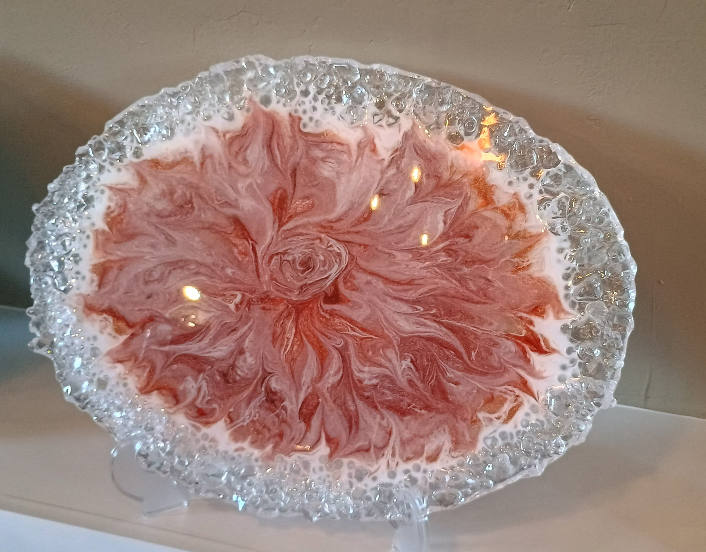 Resin Charcuterie Board | Oversized 18"×13" Rose Floral Art Serving Platter | Handmade Home Decor