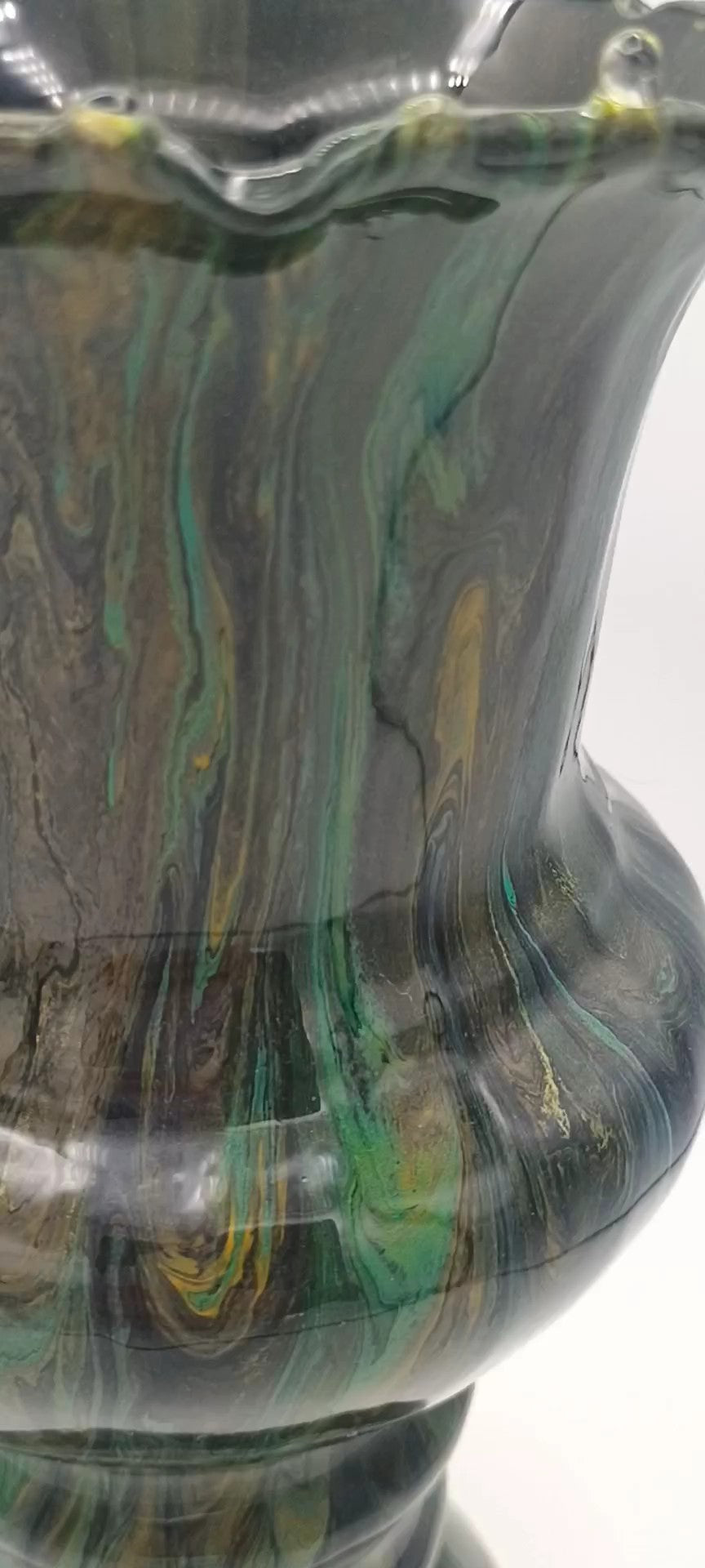 Fluid Art Glass Vase | Teal Green & Gold | Handmade Signed Original | 8" Decorative Vase | Style By Jess