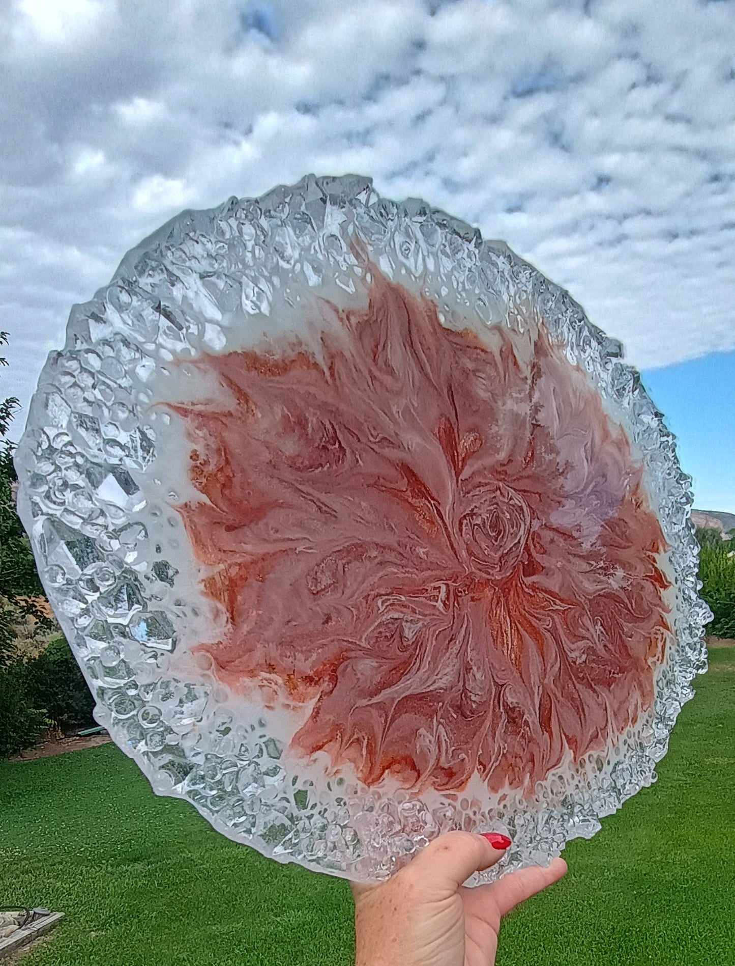 Resin Charcuterie Board | Oversized 18"×13" Rose Floral Art Serving Platter | Handmade Home Decor
