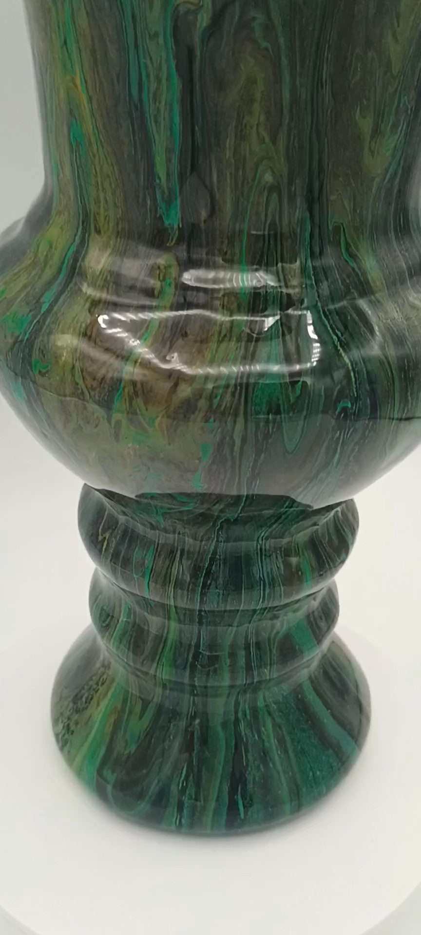 Fluid Art Glass Vase | Teal Green & Gold | Handmade Signed Original | 8" Decorative Vase | Style By Jess
