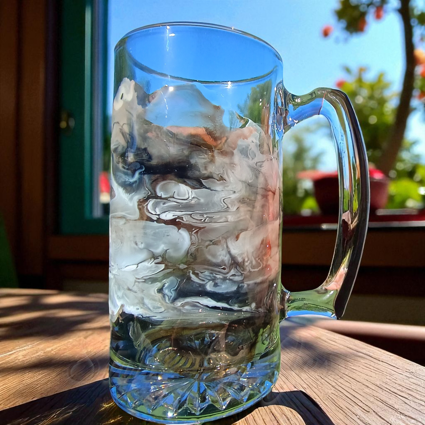 Handmade Resin Art Beer Mug 25oz - Unique Gift for Dad & Beer Lovers