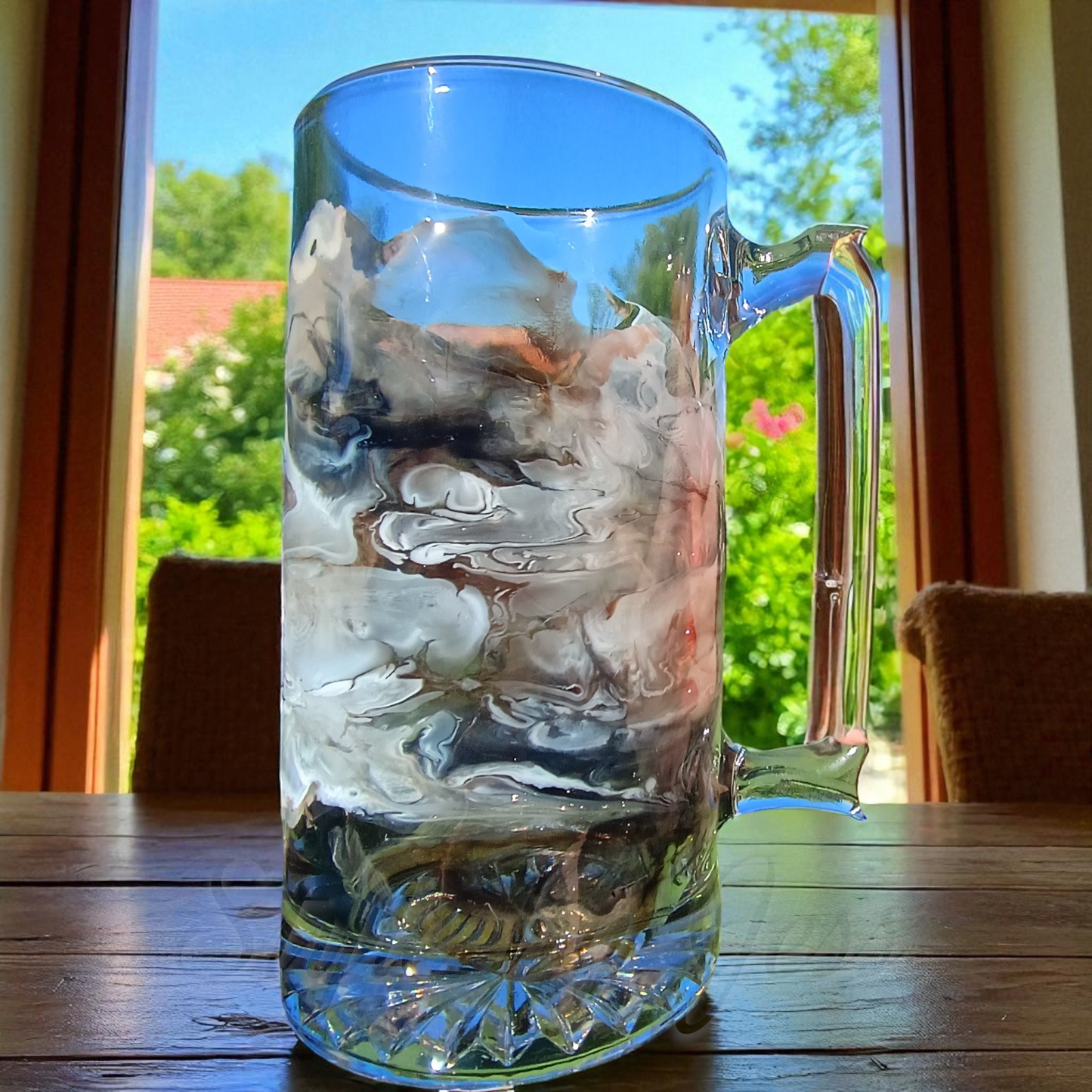 Handmade Resin Art Beer Mug 25oz - Unique Gift for Dad & Beer Lovers