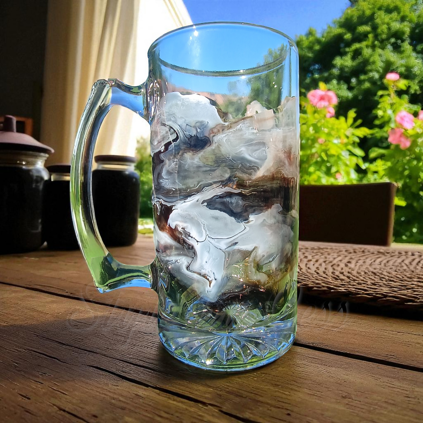 Handmade Resin Art Beer Mug 25oz - Unique Gift for Dad & Beer Lovers