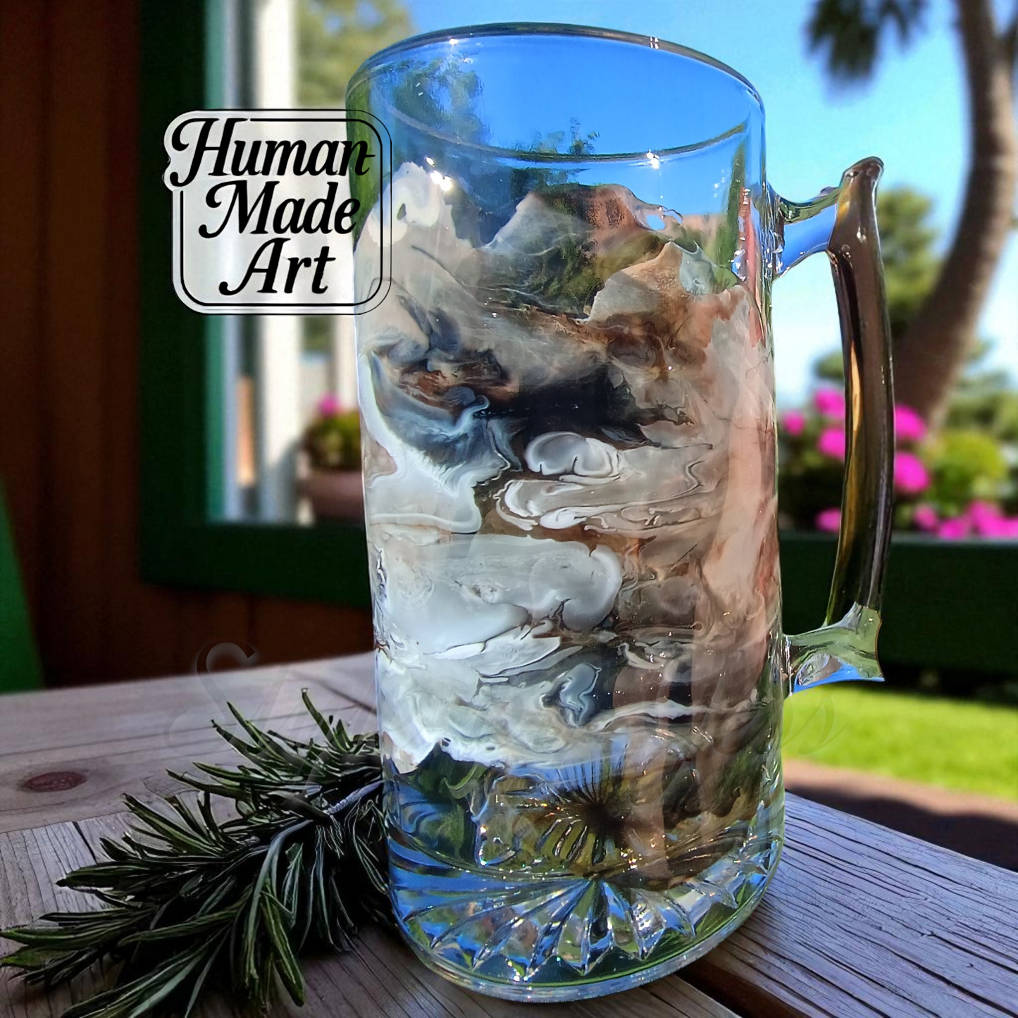 Handmade Resin Art Beer Mug 25oz - Unique Gift for Dad & Beer Lovers